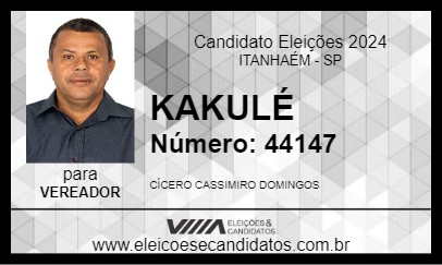 Candidato KAKULÉ 2024 - ITANHAÉM - Eleições