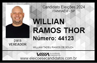 Candidato WILLIAM RAMOS THOR 2024 - ITANHAÉM - Eleições