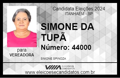 Candidato SIMONE DA TUPÃ 2024 - ITANHAÉM - Eleições