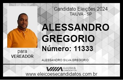 Candidato ALESSANDRO GREGORIO 2024 - TAIÚVA - Eleições