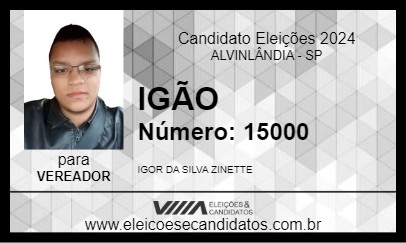 Candidato IGÃO 2024 - ALVINLÂNDIA - Eleições