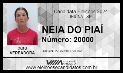 Candidato NEIA DO PIAÍ 2024 - IBIÚNA - Eleições