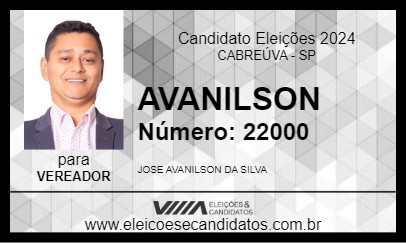 Candidato AVANILSON 2024 - CABREÚVA - Eleições