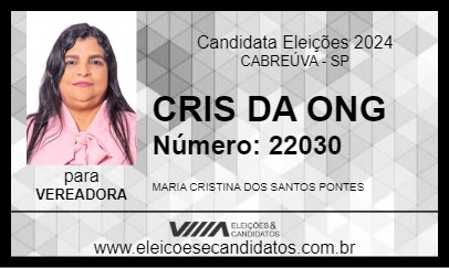 Candidato CRIS DA ONG 2024 - CABREÚVA - Eleições