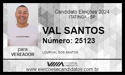 Candidato VAL SANTOS 2024 - ITATINGA - Eleições