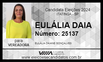 Candidato EULÁLIA DAIA 2024 - ITATINGA - Eleições