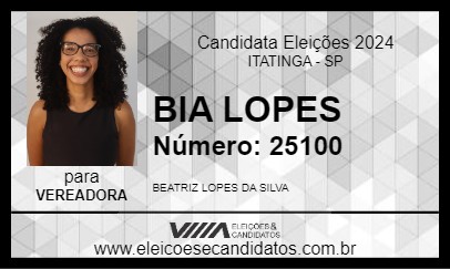 Candidato BIA LOPES 2024 - ITATINGA - Eleições