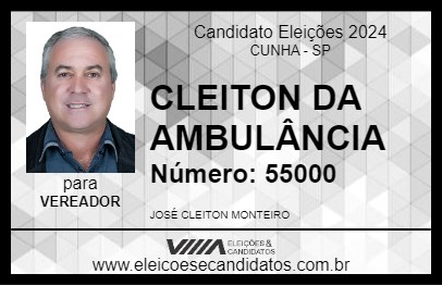 Candidato CLEITON DA AMBULÂNCIA 2024 - CUNHA - Eleições