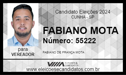 Candidato FABIANO MOTA 2024 - CUNHA - Eleições