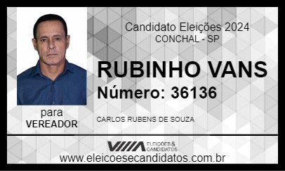 Candidato RUBINHO VANS 2024 - CONCHAL - Eleições