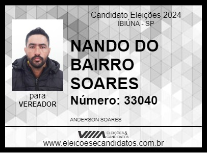 Candidato NANDO DO BAIRRO SOARES 2024 - IBIÚNA - Eleições