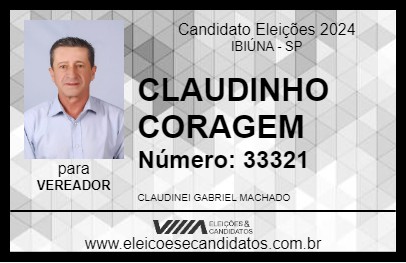 Candidato CLAUDINHO CORAGEM 2024 - IBIÚNA - Eleições