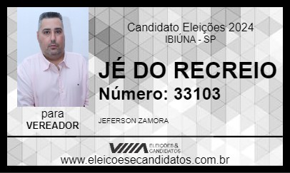 Candidato JÉ DO RECREIO 2024 - IBIÚNA - Eleições