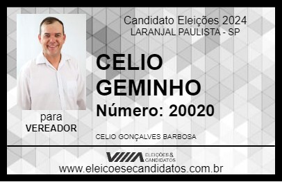 Candidato CELIO GEMINHO 2024 - LARANJAL PAULISTA - Eleições