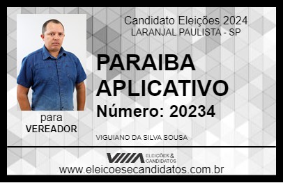 Candidato PARAIBA APLICATIVO 2024 - LARANJAL PAULISTA - Eleições