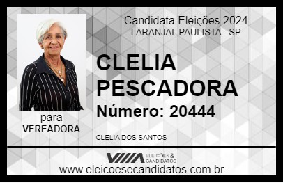 Candidato CLELIA PESCADORA 2024 - LARANJAL PAULISTA - Eleições