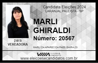 Candidato MARLI GHIRALDI 2024 - LARANJAL PAULISTA - Eleições