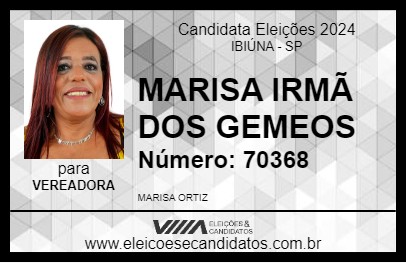 Candidato MARISA IRMÃ DOS GEMEOS 2024 - IBIÚNA - Eleições