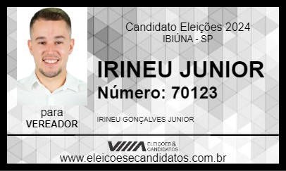 Candidato IRINEU JUNIOR 2024 - IBIÚNA - Eleições