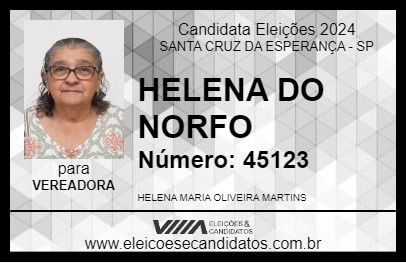 Candidato HELENA DO NORFO 2024 - SANTA CRUZ DA ESPERANÇA - Eleições