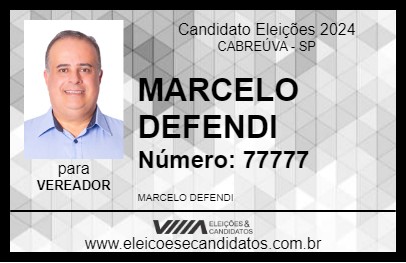 Candidato MARCELO DEFENDI 2024 - CABREÚVA - Eleições