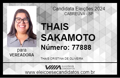 Candidato THAIS SAKAMOTO 2024 - CABREÚVA - Eleições