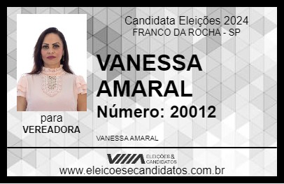 Candidato VANESSA AMARAL 2024 - FRANCO DA ROCHA - Eleições