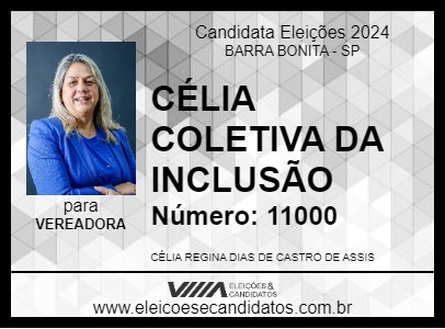 Candidato CÉLIA COLETIVA DA INCLUSÃO 2024 - BARRA BONITA - Eleições