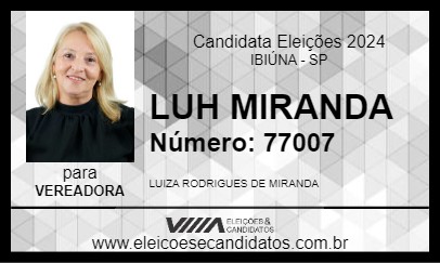 Candidato LUH MIRANDA 2024 - IBIÚNA - Eleições