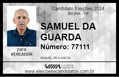 Candidato SAMUEL DE ALMEIDA 2024 - IBIÚNA - Eleições