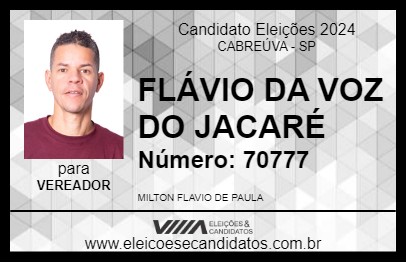 Candidato FLÁVIO DA VOZ DO JACARÉ 2024 - CABREÚVA - Eleições