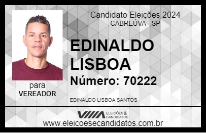 Candidato EDINALDO LISBOA 2024 - CABREÚVA - Eleições