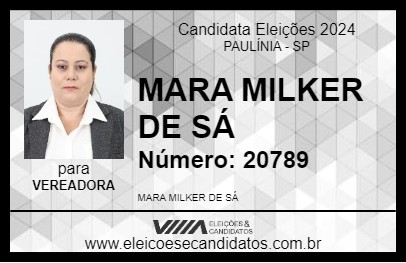 Candidato MARA MILKER DE SÁ 2024 - PAULÍNIA - Eleições