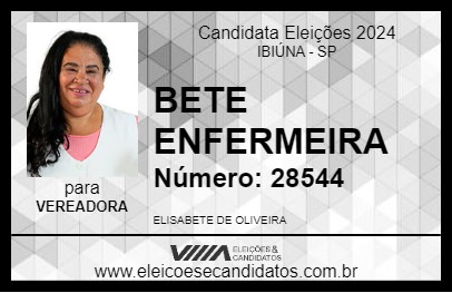 Candidato BETE ENFERMEIRA 2024 - IBIÚNA - Eleições