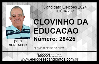 Candidato CLOVINHO DA EDUCACAO 2024 - IBIÚNA - Eleições