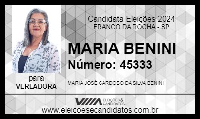 Candidato MARIA BENINI 2024 - FRANCO DA ROCHA - Eleições