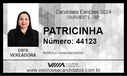 Candidato PATRICINHA 2024 - OUROESTE - Eleições