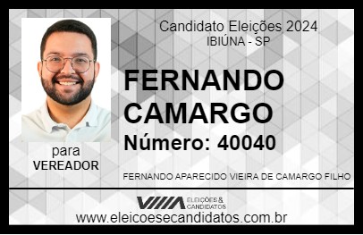 Candidato FERNANDO CAMARGO 2024 - IBIÚNA - Eleições