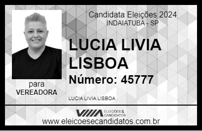 Candidato LUCIA LIVIA LISBOA 2024 - INDAIATUBA - Eleições