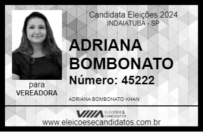 Candidato ADRIANA BOMBONATO 2024 - INDAIATUBA - Eleições