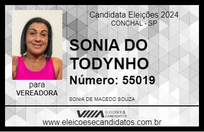 Candidato SONIA DO TODYNHO 2024 - CONCHAL - Eleições