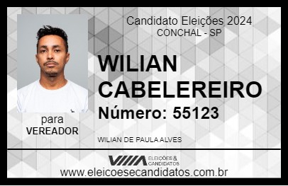 Candidato WILIAN CABELEREIRO 2024 - CONCHAL - Eleições