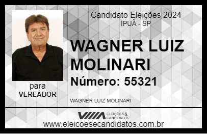 Candidato WAGNER LUIZ MOLINARI 2024 - IPUÃ - Eleições