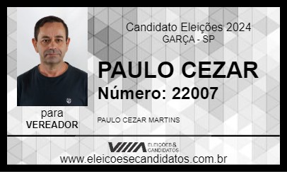 Candidato PAULO CEZAR 2024 - GARÇA - Eleições