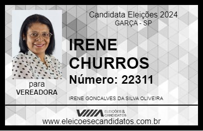 Candidato IRENE CHURROS 2024 - GARÇA - Eleições