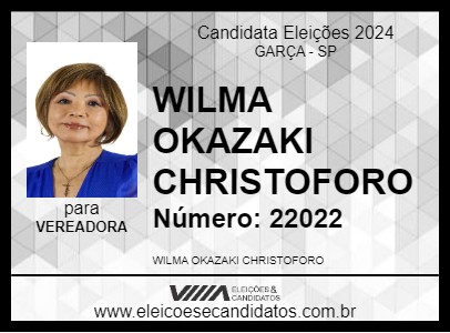 Candidato WILMA OKAZAKI CHRISTOFORO 2024 - GARÇA - Eleições