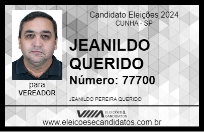 Candidato JEANILDO QUERIDO 2024 - CUNHA - Eleições