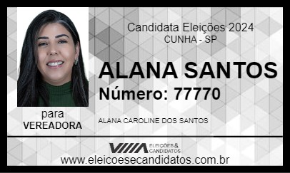 Candidato ALANA SANTOS 2024 - CUNHA - Eleições