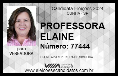 Candidato PROFESSORA ELAINE 2024 - CUNHA - Eleições