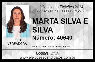 Candidato MARTA SILVA E SILVA 2024 - SANTA CRUZ DA ESPERANÇA - Eleições